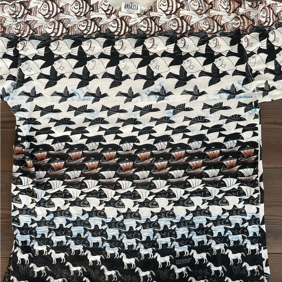 90s Andazia International MC Escher Journey to Infinity Vintage AOP Art Shirt - Picture 3 of 6